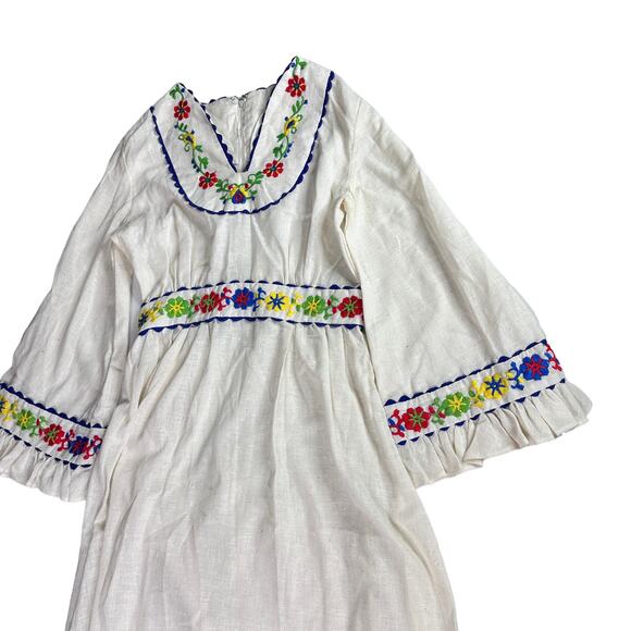 Vintage Sears Fashion CottageCore Maxi Boho Dress Embroidered 6/8 Small 70s - Picture 7 of 11